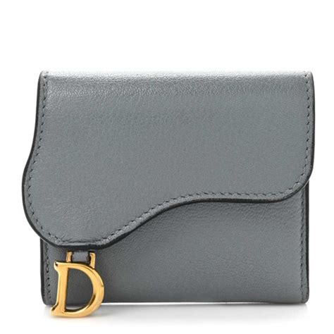 dior saddle card holder grey|CHRISTIAN DIOR Grained Calfskin Saddle Card Holder Gray .